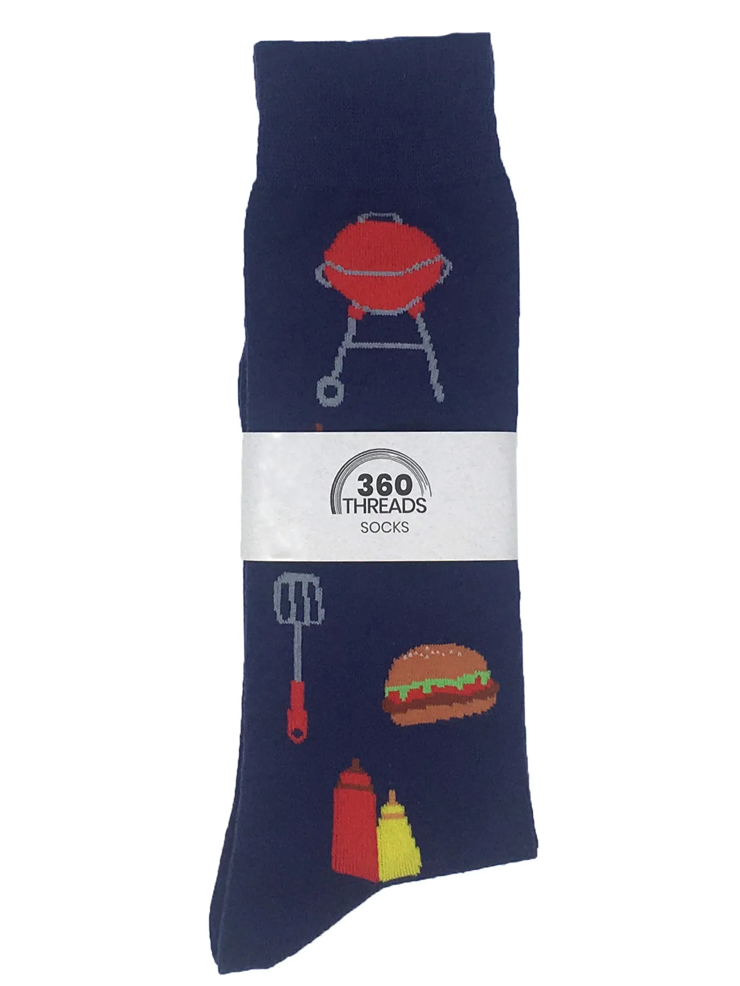 Men's BBQ Hot Dogs Socks & All-Over Taco Food Novelty Dress Socks 2-Pair Set