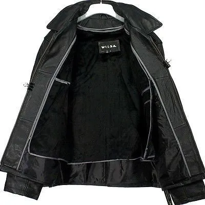MEN'S BLK BOMER LEATHER JACKET WITH ZIPOUT LINNING INSIDE 5 POCKETS VERY WARMNEW