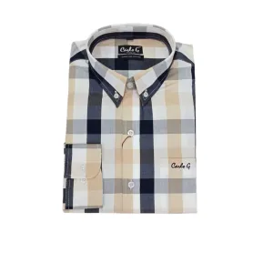 Men's Carlo G Long Sleeve Shirt Stone/Navy