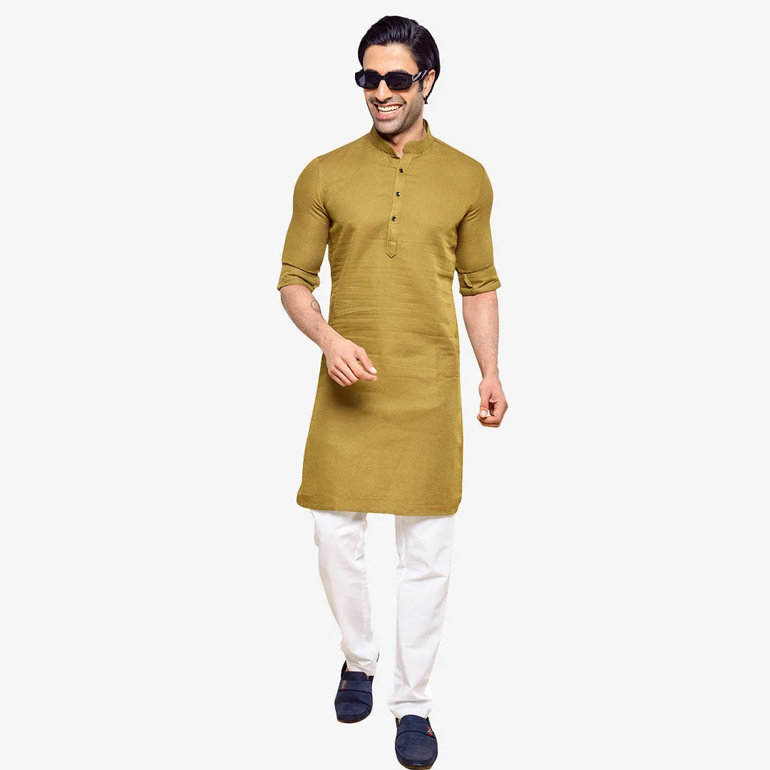 Men's  Elegance Stylish Khaki Kurta