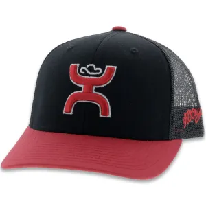 Men's Hooey "Strerling" Hooey Black 6-Panel Trucker with Red and White Logo Cap