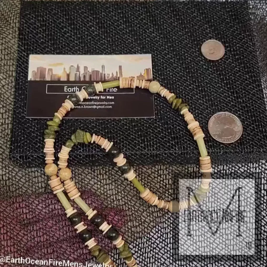 Men's Irish Jasper Jade Beaded Necklace