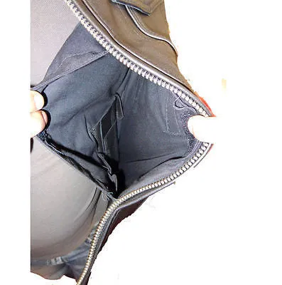 Men's Motorcycle Double Pistol pete Utility style Leather Vest with 2 Chest pockets