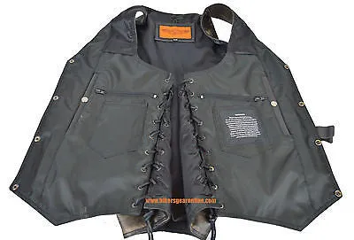 Men's Motorcycle riding Son of anarcy distressed leather vest with 2 Gun Pockets