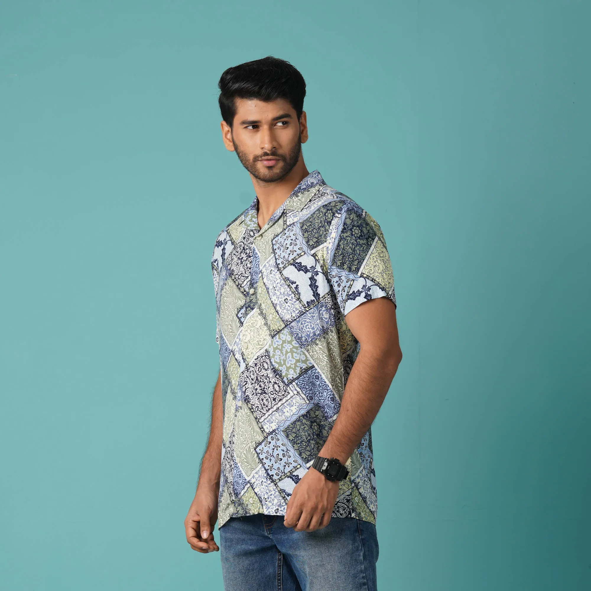 Mens Navy-White Hawaii Shirt