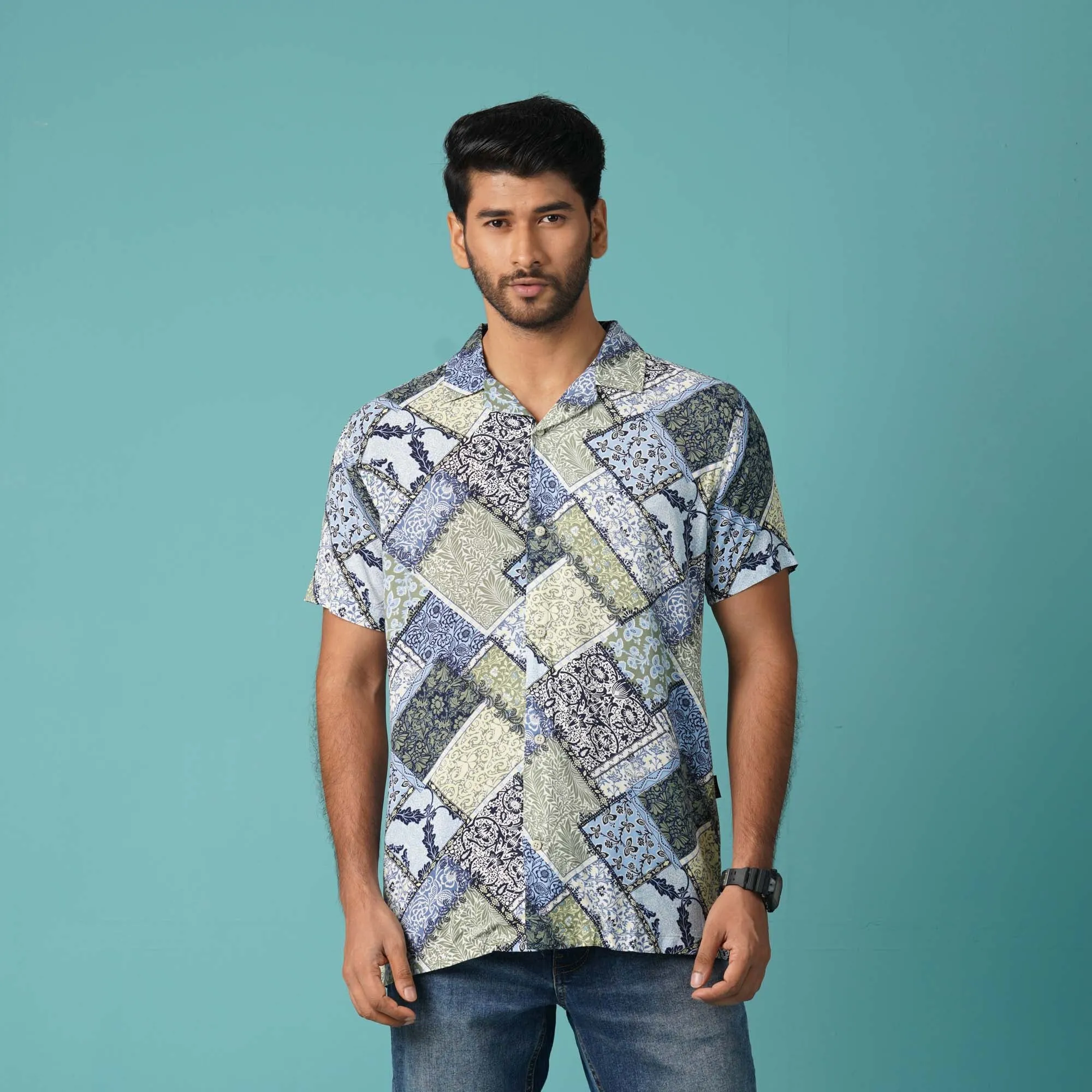 Mens Navy-White Hawaii Shirt