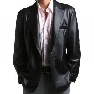 Men's ONE BUTTON Leather Blazer TB006