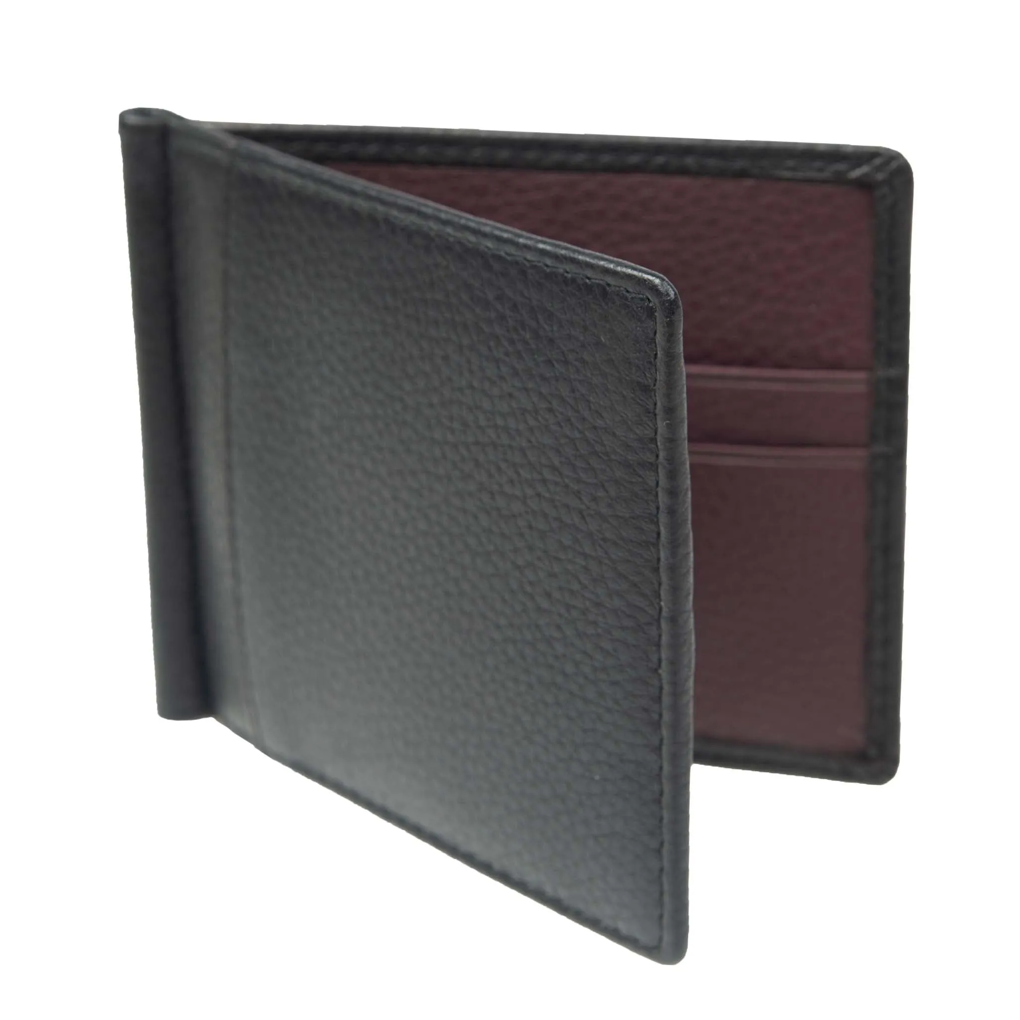 Men's Pebble Grain Leather Bifold Wallet with Money Clip and RFID Blocking