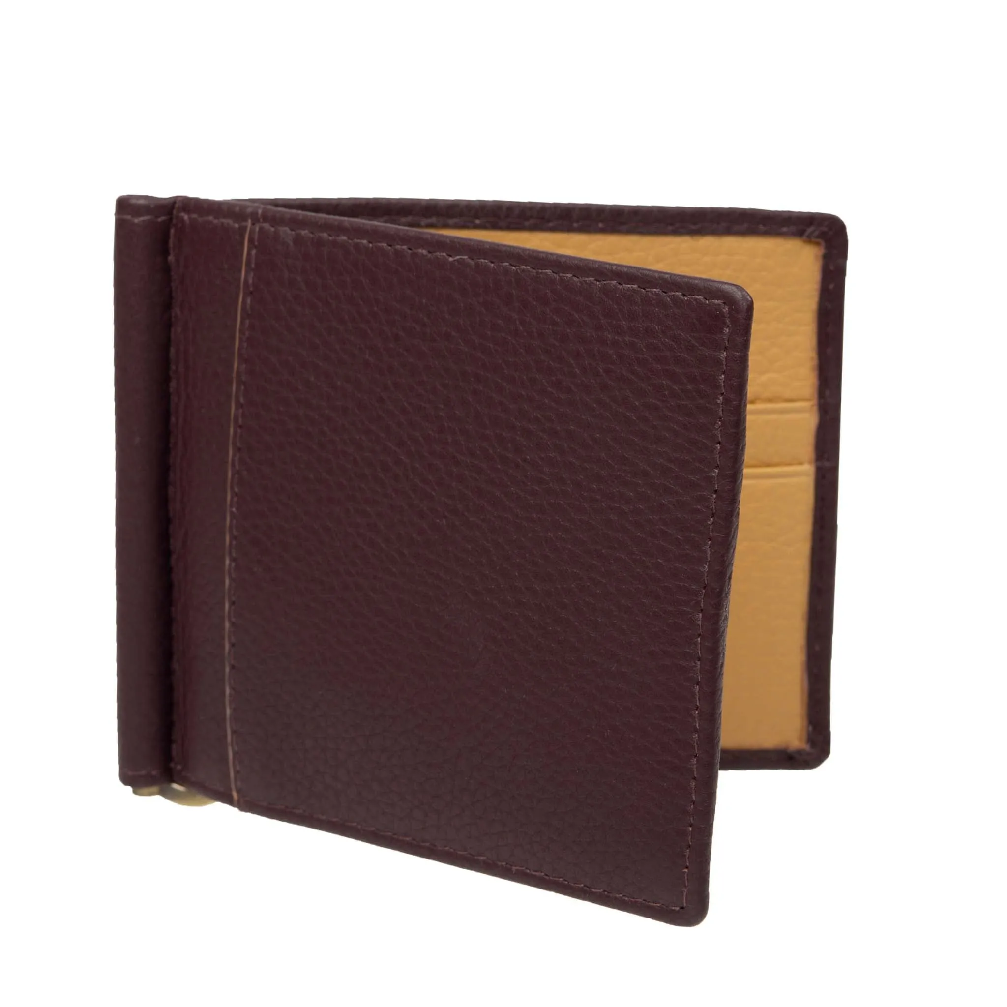 Men's Pebble Grain Leather Bifold Wallet with Money Clip and RFID Blocking