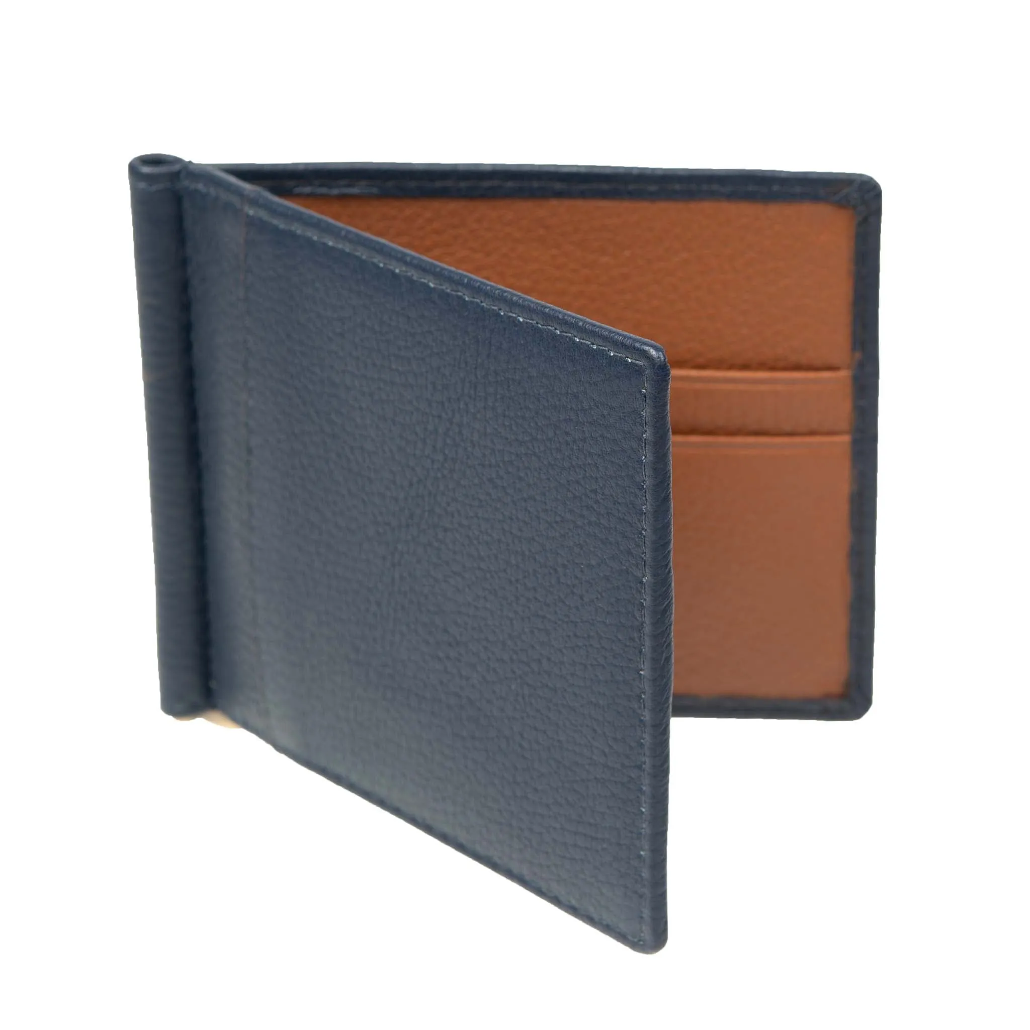 Men's Pebble Grain Leather Bifold Wallet with Money Clip and RFID Blocking