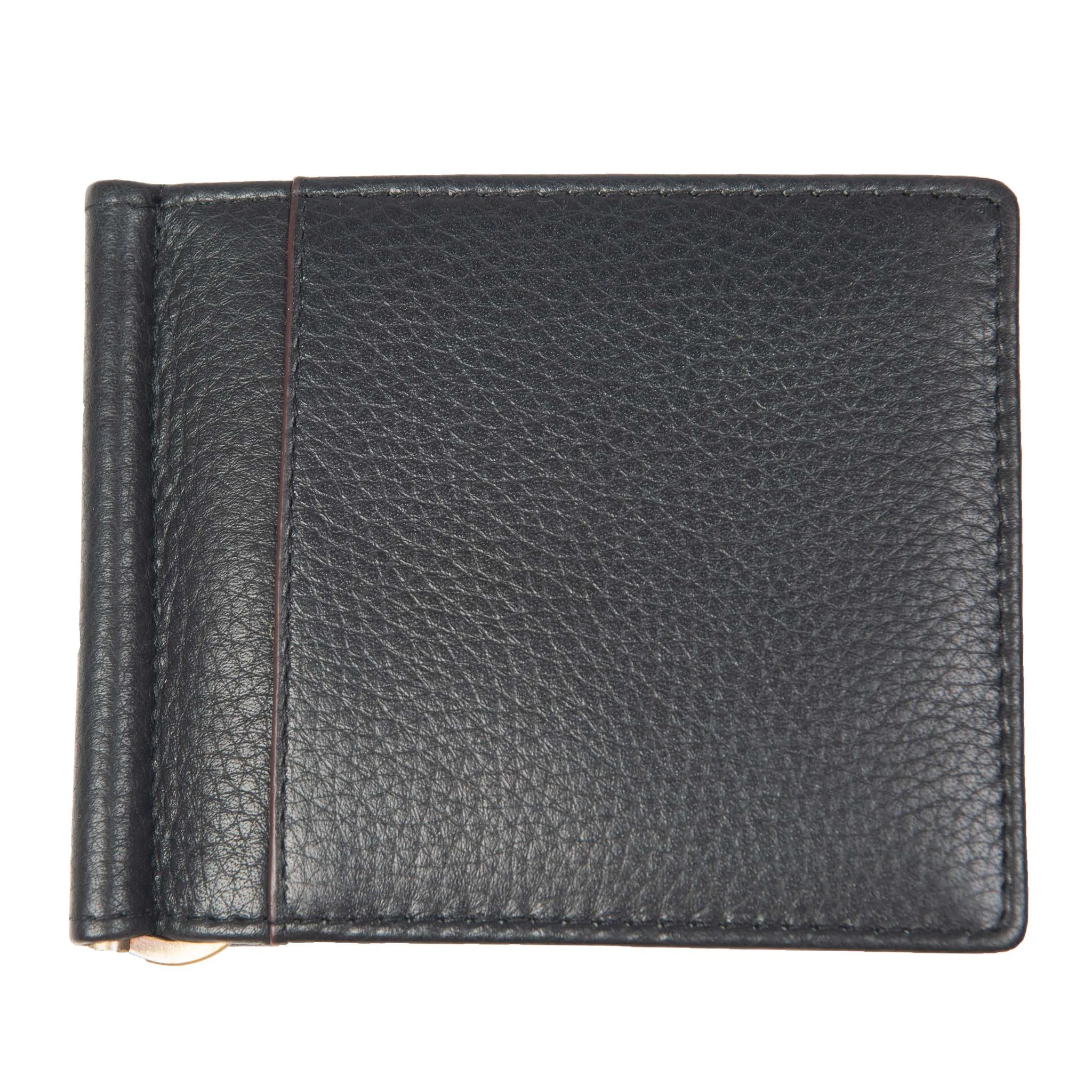 Men's Pebble Grain Leather Bifold Wallet with Money Clip and RFID Blocking