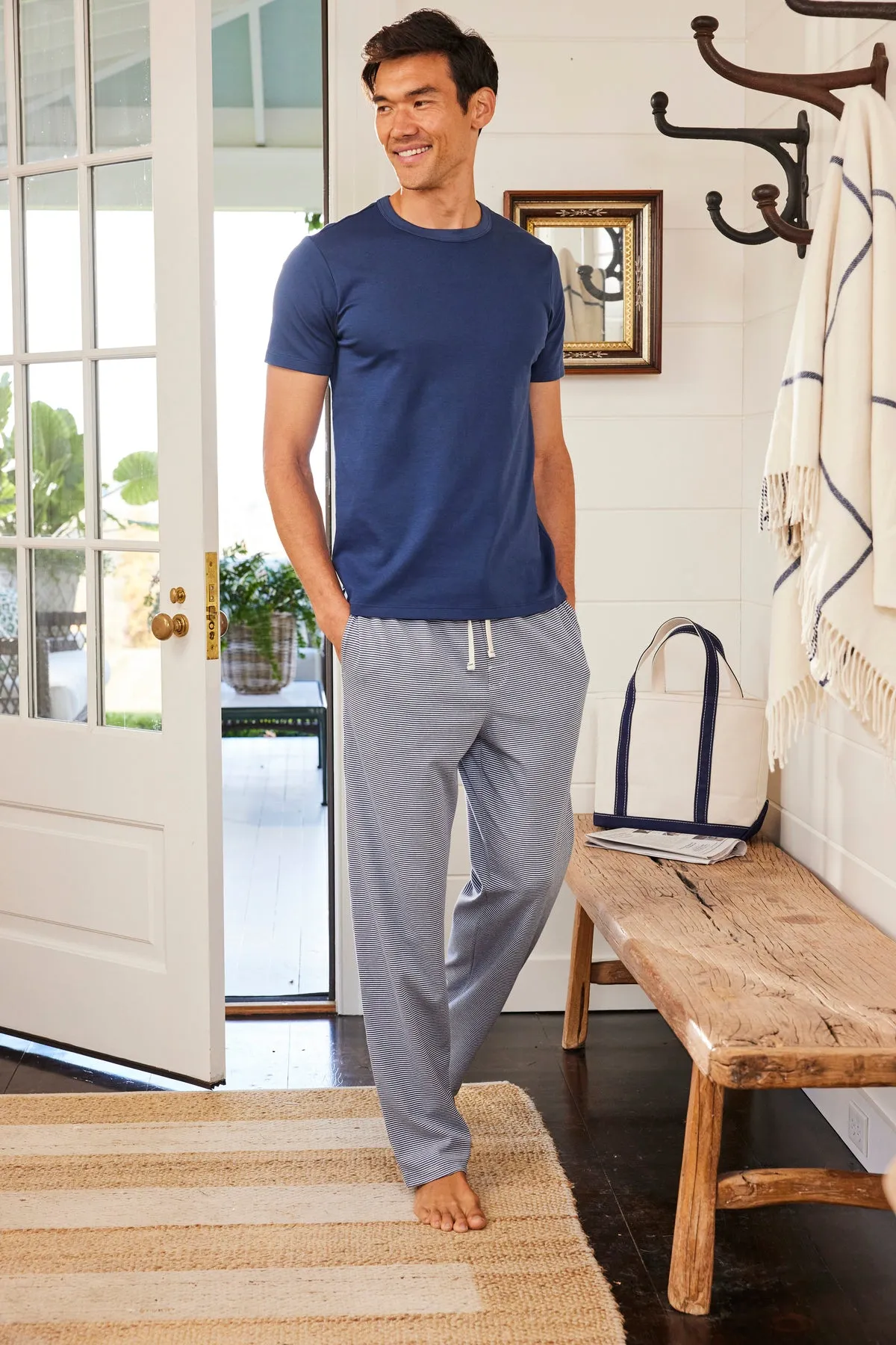 Men's Pima Sleep Short-Long Set in True Navy