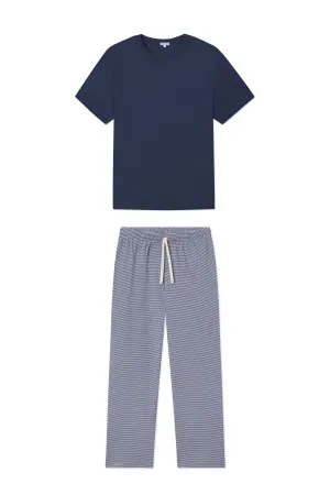 Men's Pima Sleep Short-Long Set in True Navy