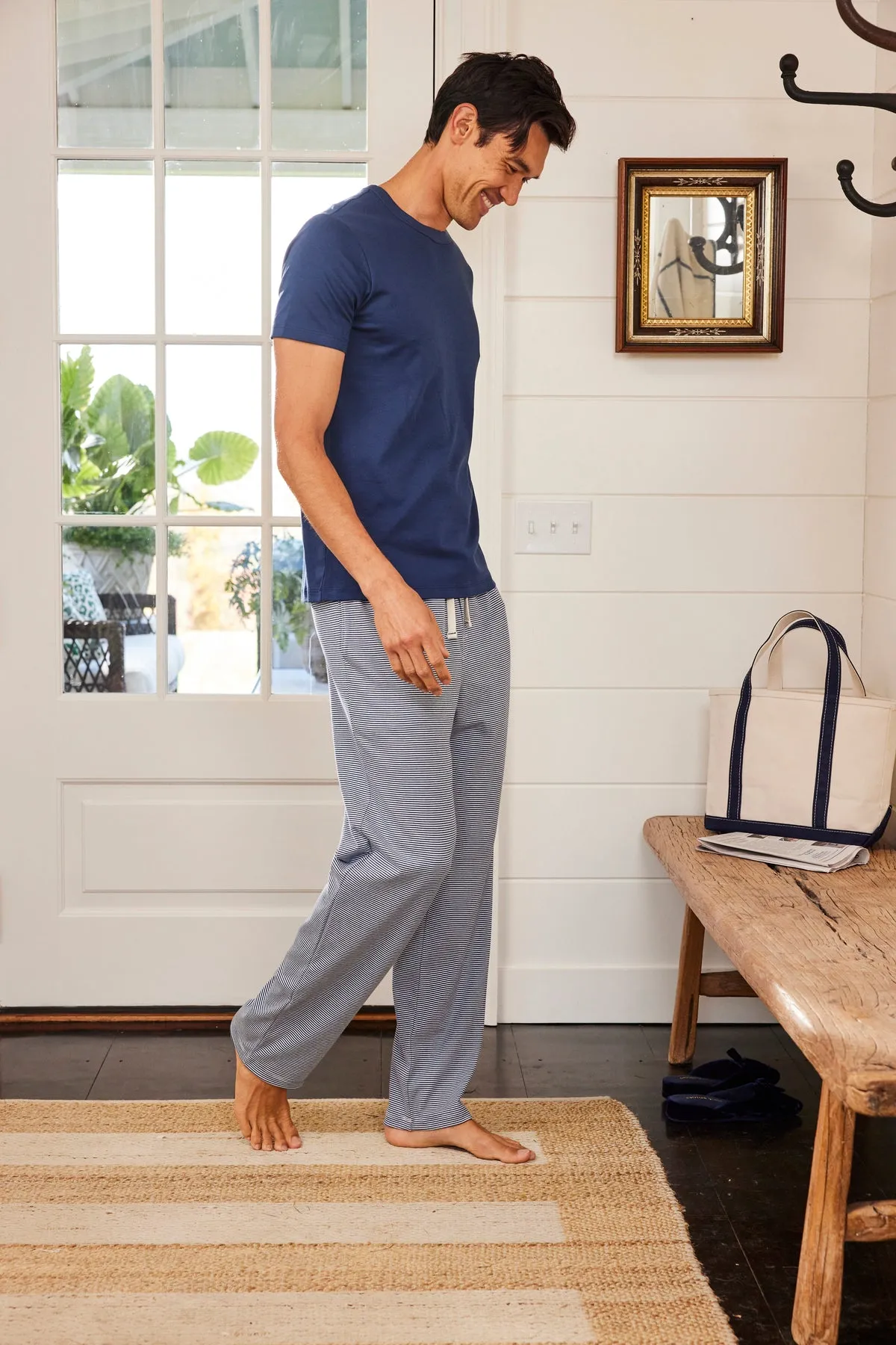 Men's Pima Sleep Short-Long Set in True Navy