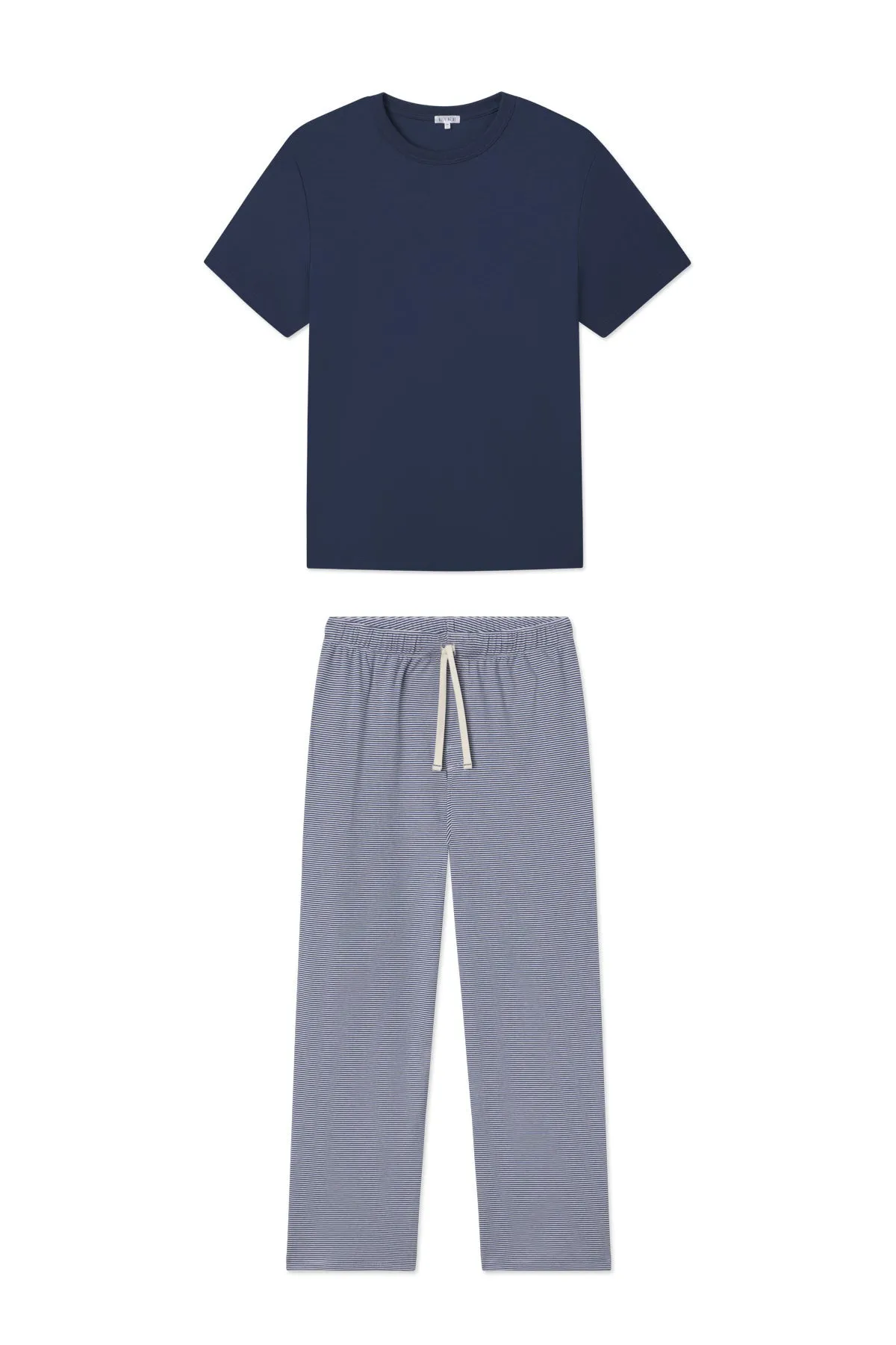Men's Pima Sleep Short-Long Set in True Navy
