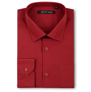 Men's Red Dress Shirt Classic Fit Verno Fashion