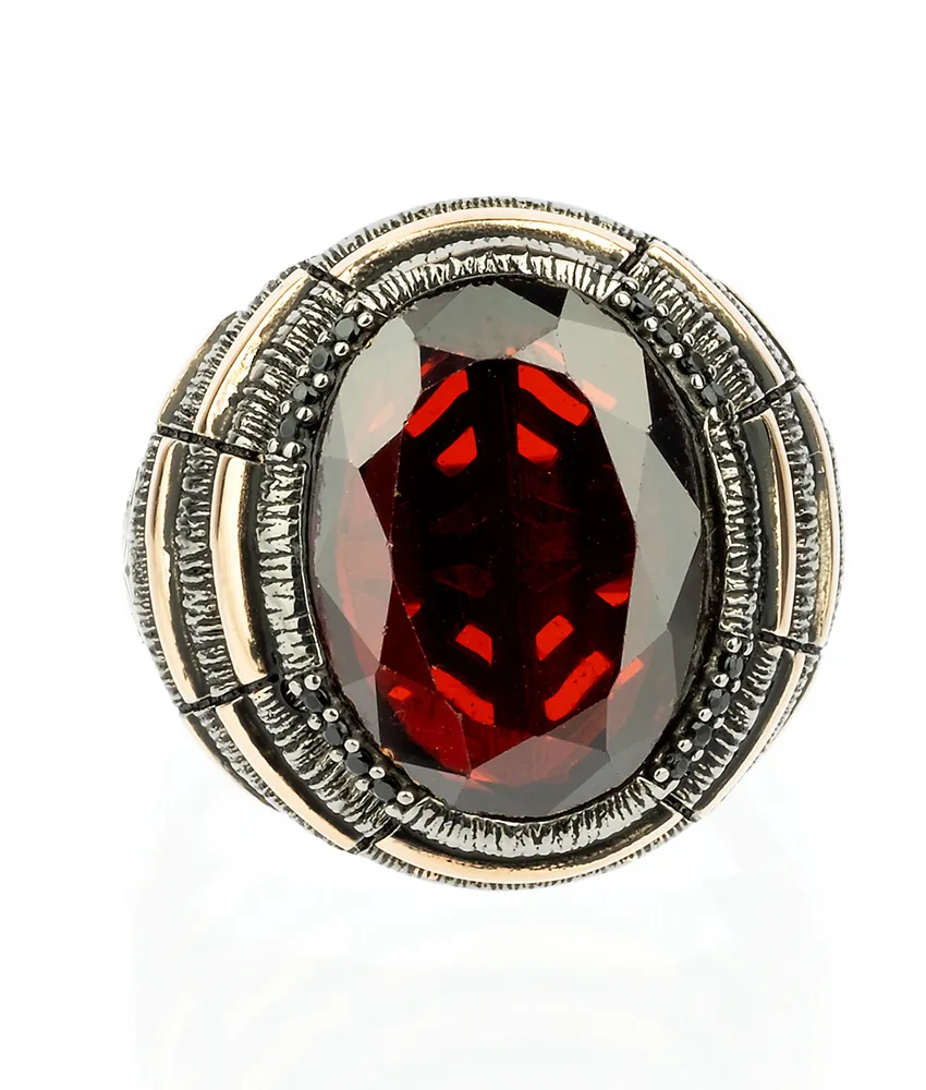 Men's Red Garnet Stone Ring