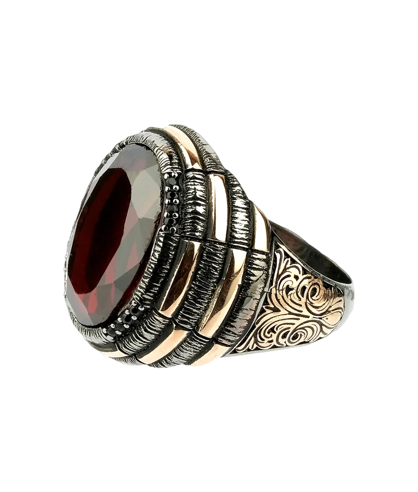 Men's Red Garnet Stone Ring