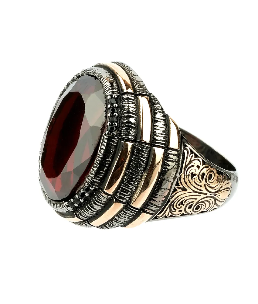 Men's Red Garnet Stone Ring