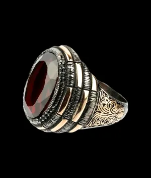 Men's Red Garnet Stone Ring