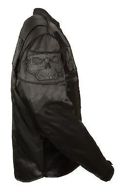 Men's Reflective Textile Skull Motorcycle jacket w/2 gun pockets