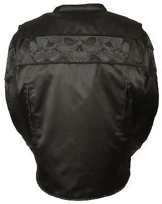 Men's Reflective Textile Skull Motorcycle jacket w/2 gun pockets