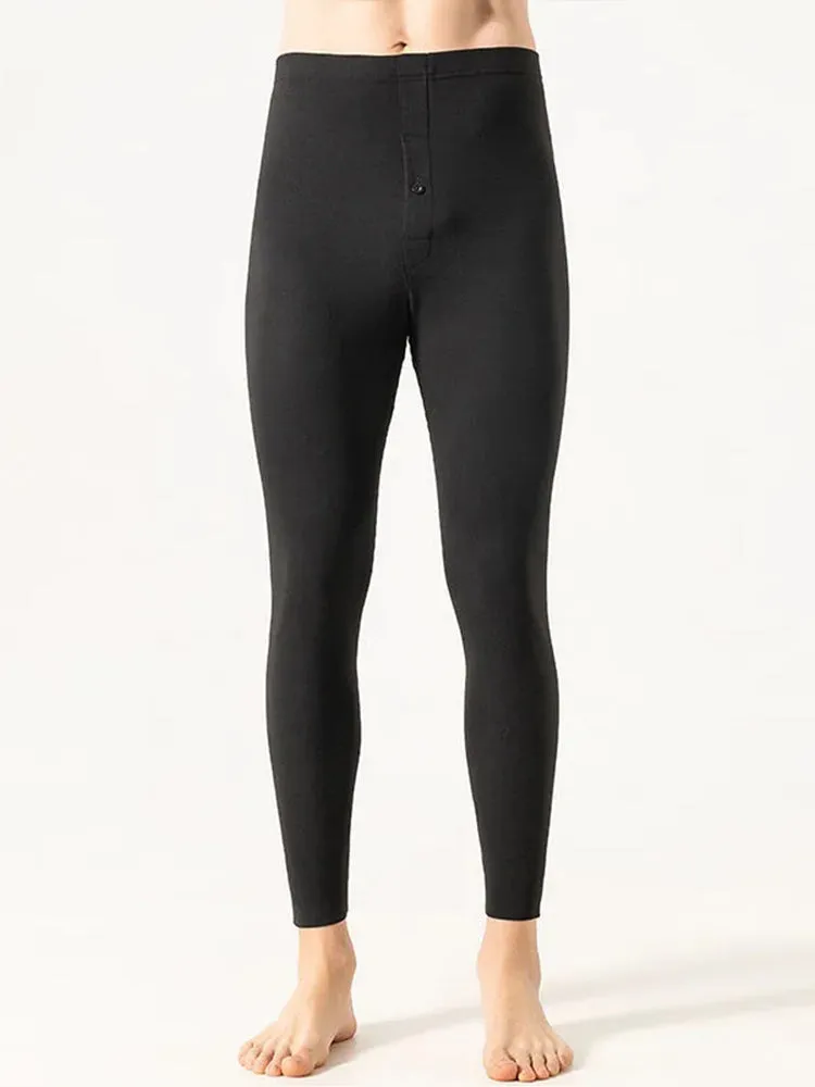 Men's Seamless Fly Double-Sided Brushed High Waist Thermal Bottoms