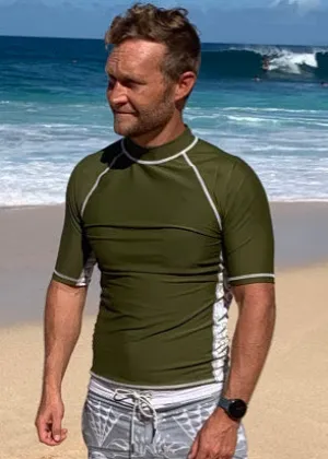 Men's Short Sleeve Rash Guard ~ Olive