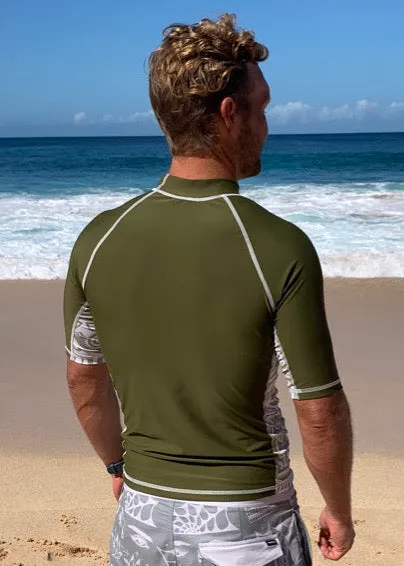 Men's Short Sleeve Rash Guard ~ Olive