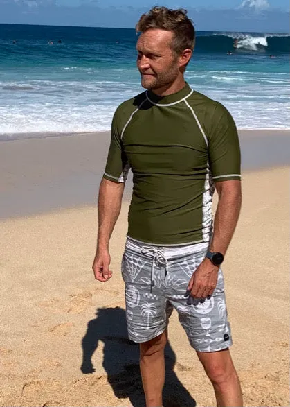 Men's Short Sleeve Rash Guard ~ Olive