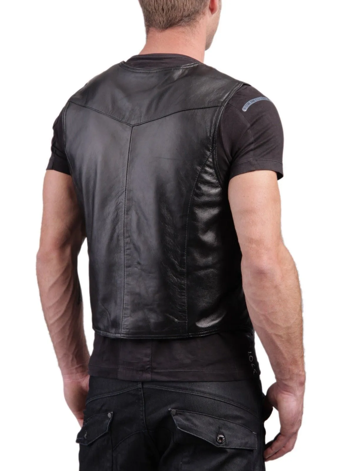 Men's Sleek Slim Fit Genuine Leather Vest MV01