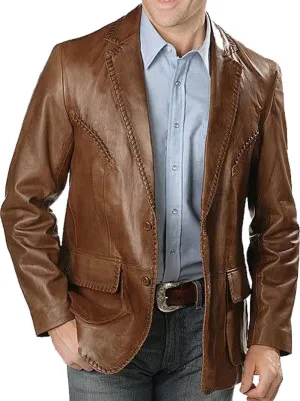 Men's TWO BUTTON Leather Blazer TB004