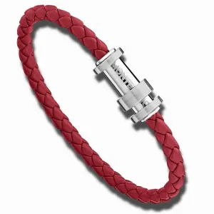 Montblanc Men's bracelet steel woven red leather (red) measures 118881 68