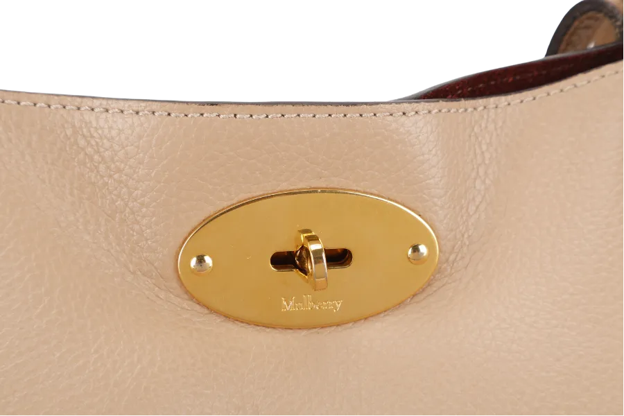 MULBERRY BAYSWATER TOTE MAPLE & NAVY SMALL CLASSIC GRAIN WITH CONTRAST GOLD HARDWARE WITH DUST COVER