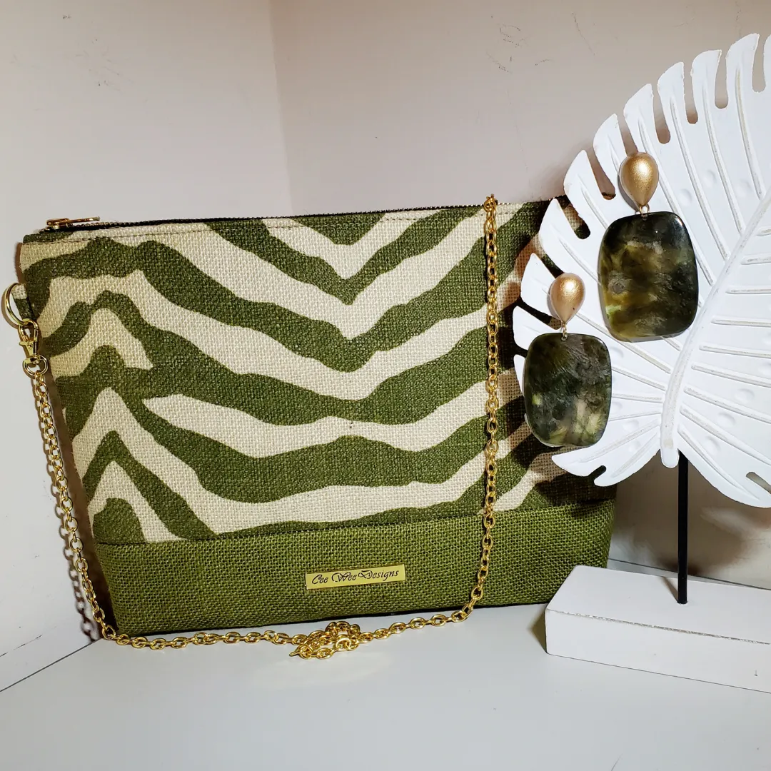Olive Green Zebra Crossbody