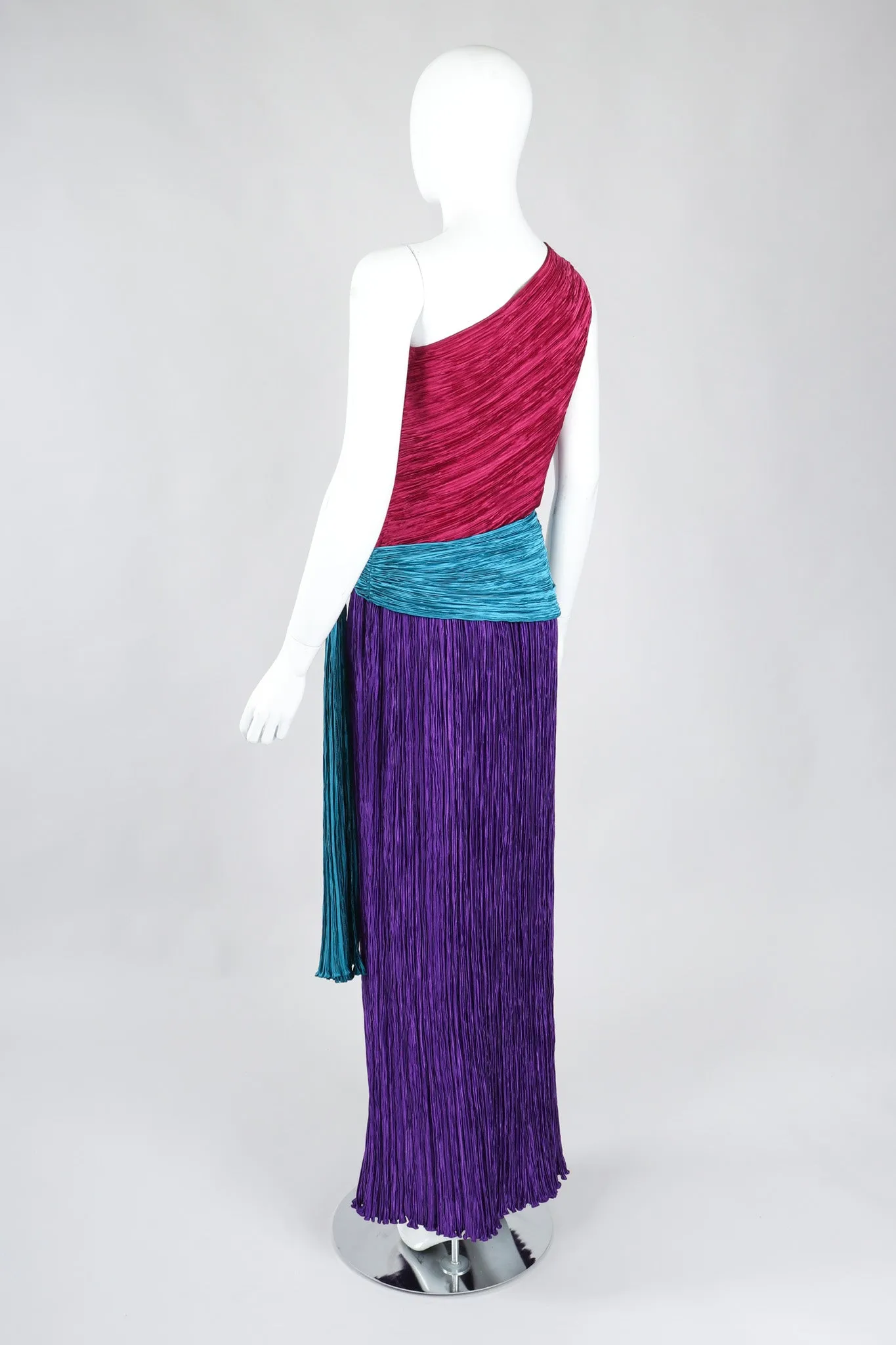 One-Shoulder Colorblock Gown