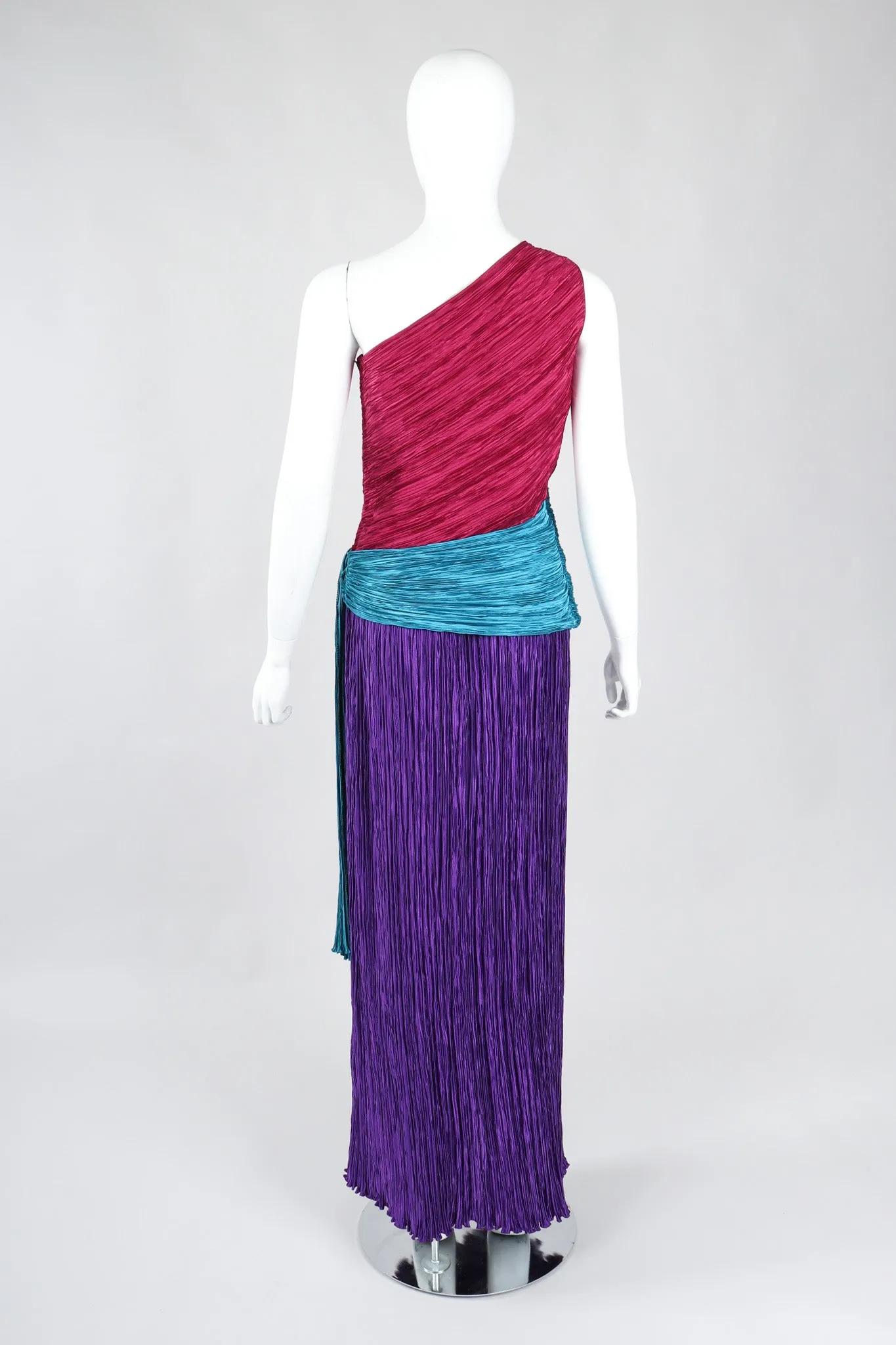 One-Shoulder Colorblock Gown