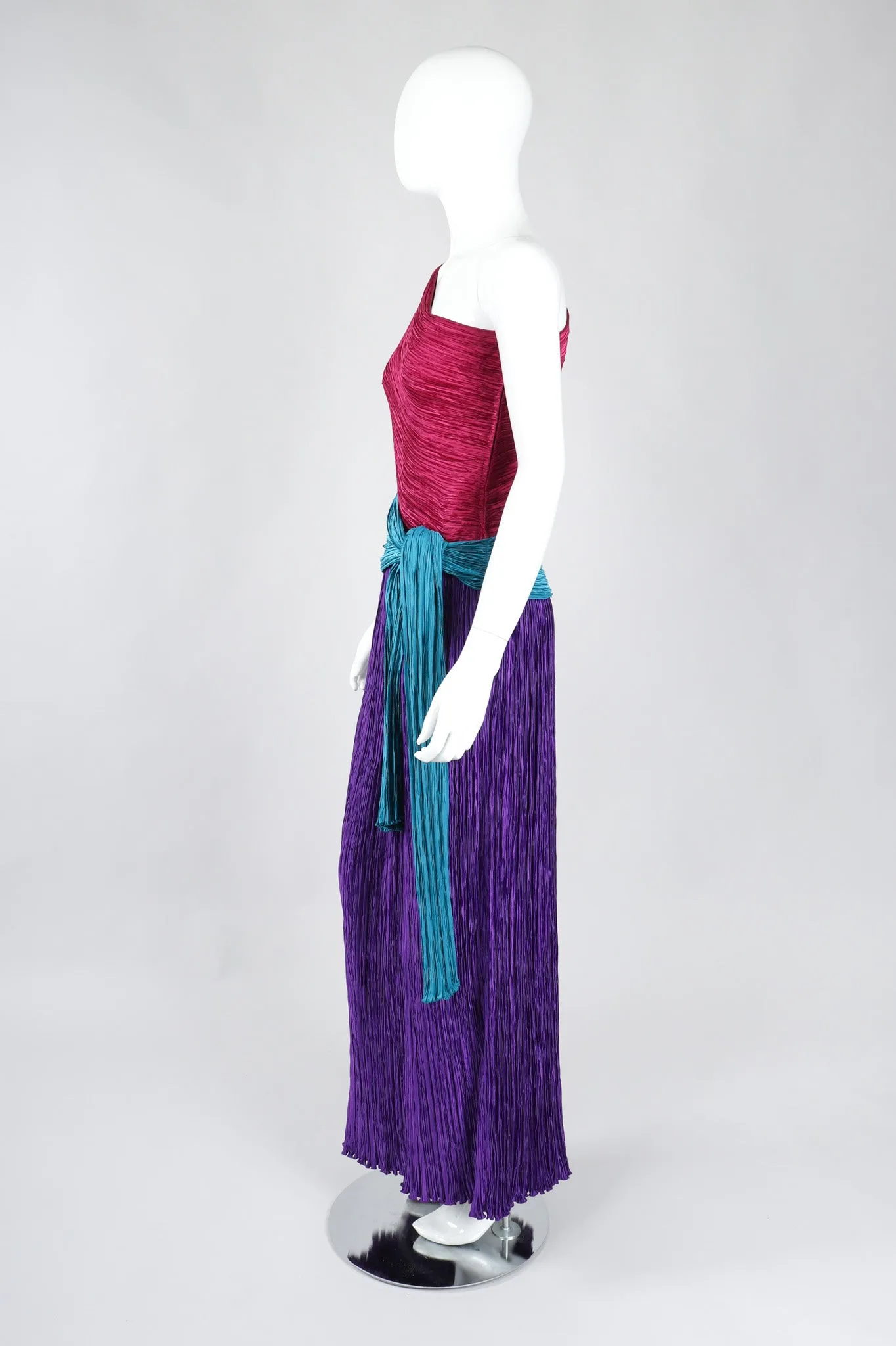 One-Shoulder Colorblock Gown