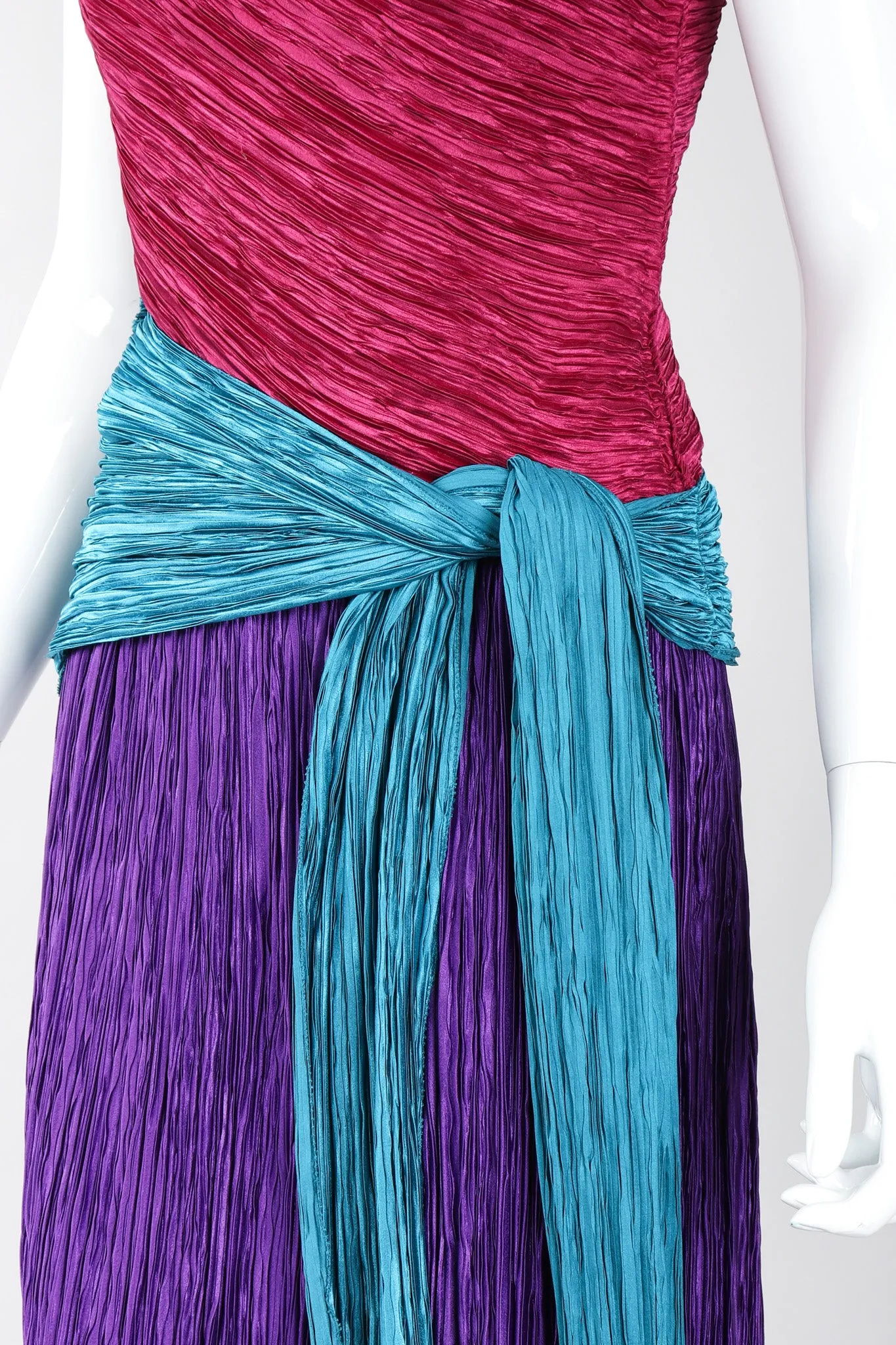 One-Shoulder Colorblock Gown