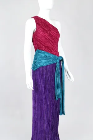 One-Shoulder Colorblock Gown