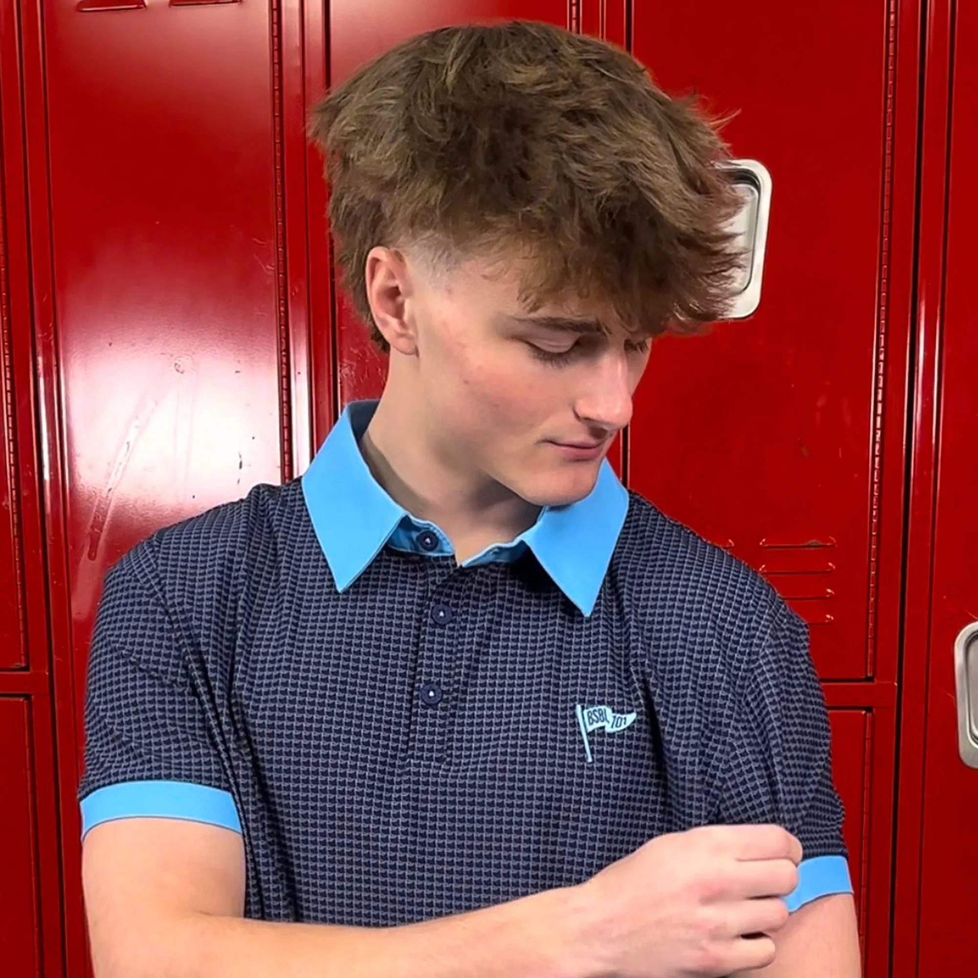 Pennant Two-Tone Polo - Navy/Light Blue