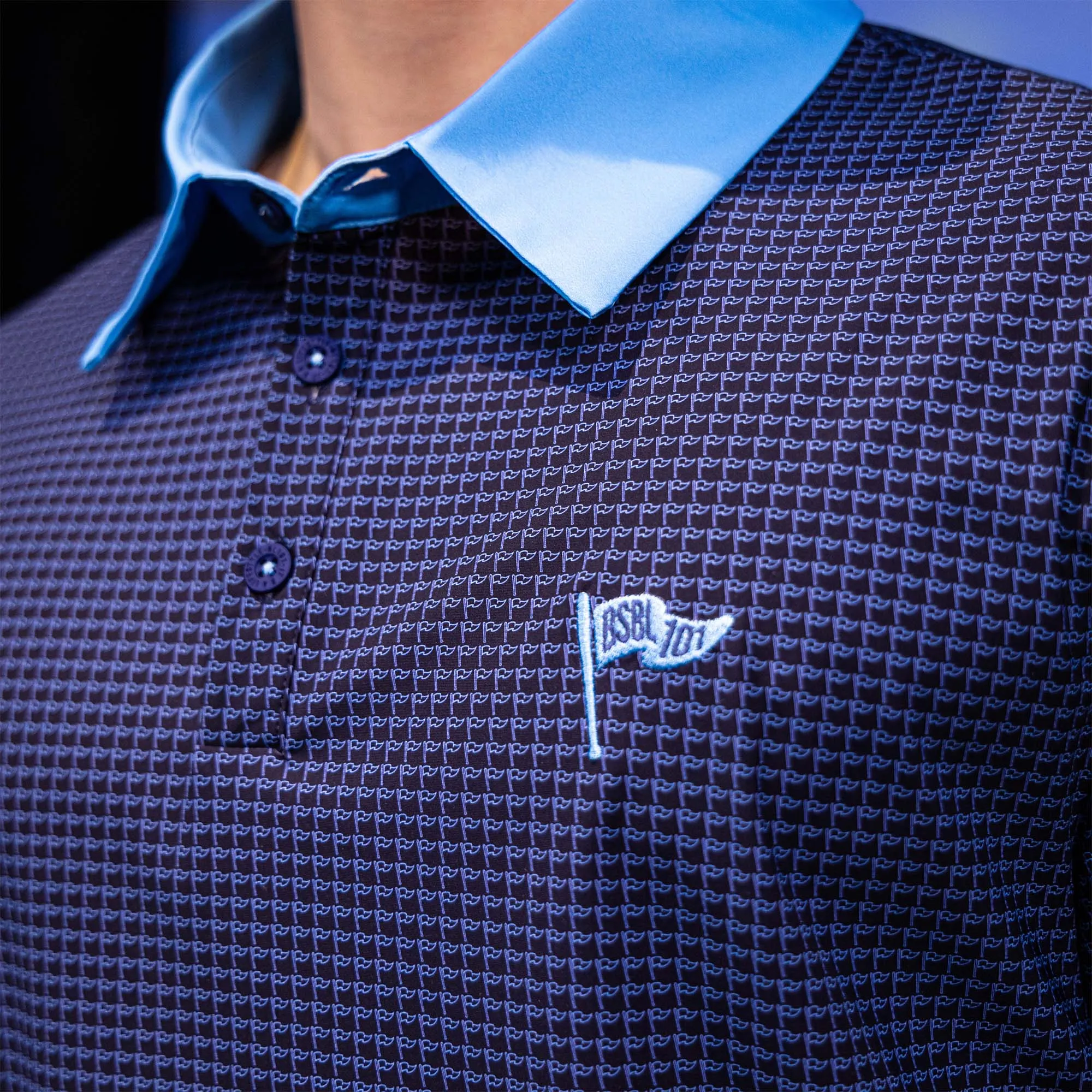 Pennant Two-Tone Polo - Navy/Light Blue