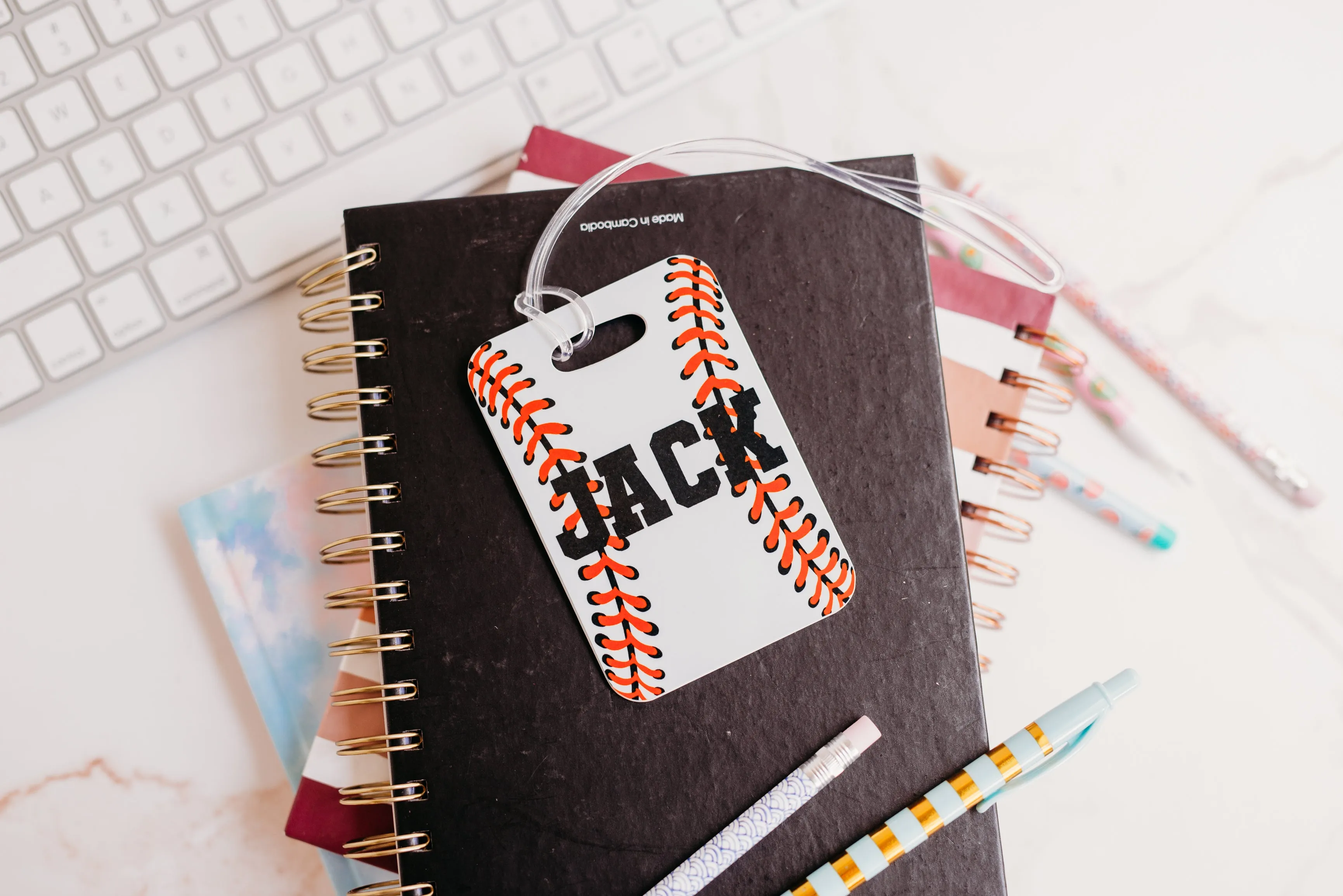 Personalized Baseball Luggage Name Tag - Bag Tag Gift for Boys Team