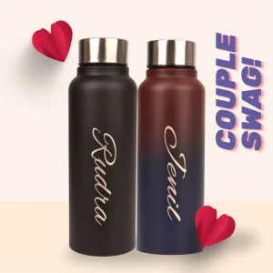 Personalized Classic Couple Water Bottle - Black-DS8