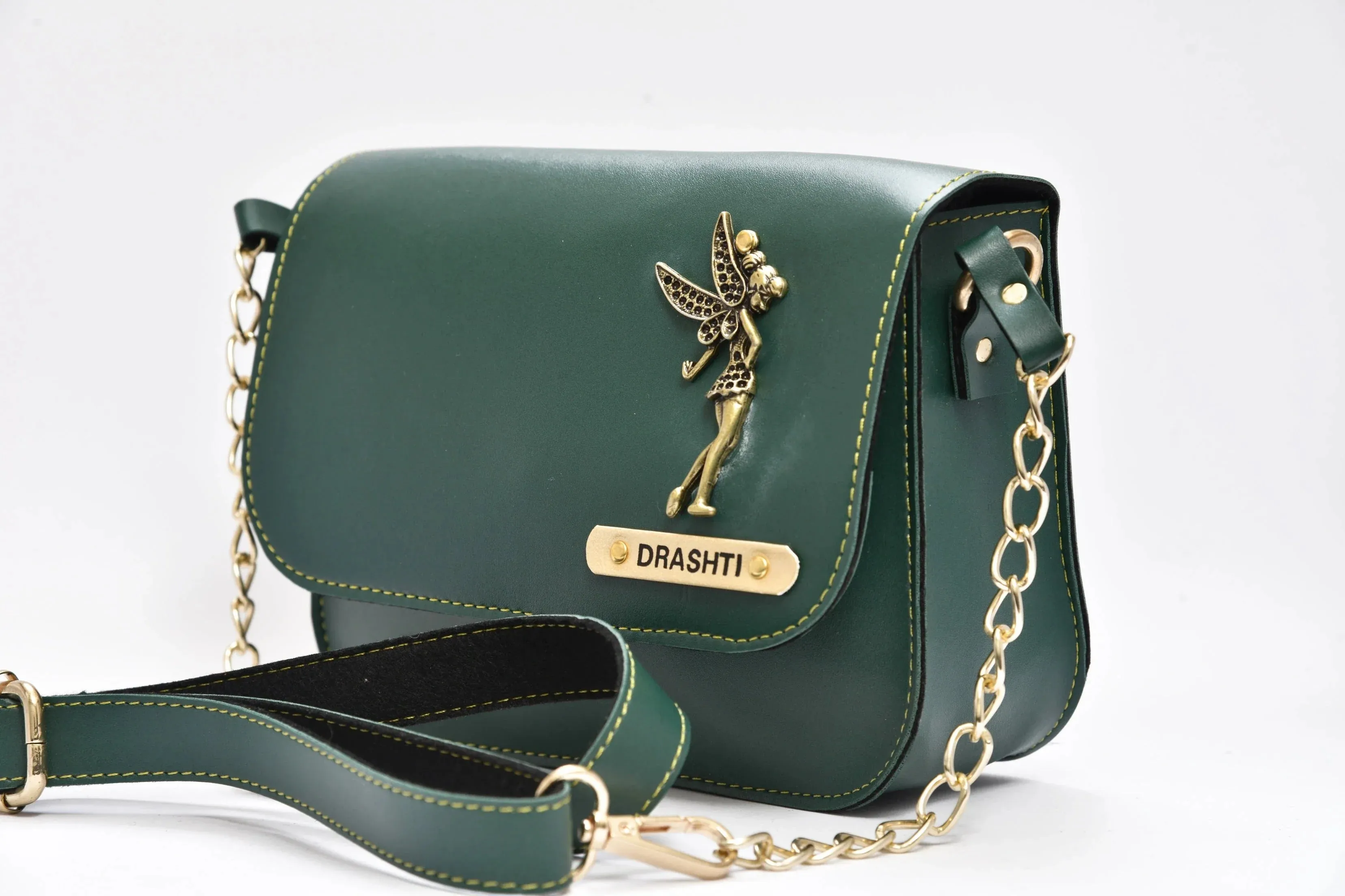 Personalized Couple's Combo : Chained Sling Bag ( Product 1 ) & Men's Wallet(Product 2) - Olive Green