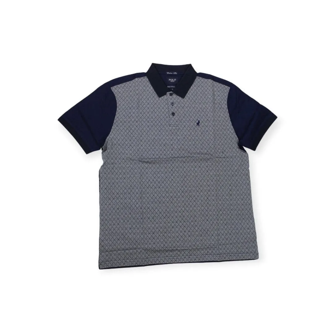 Polo Men's Jacquard Short Sleeve Golfer Navy