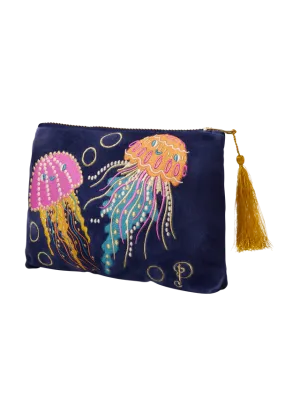Powder Jolly Jellies Velvet Zip Pouch - Navy