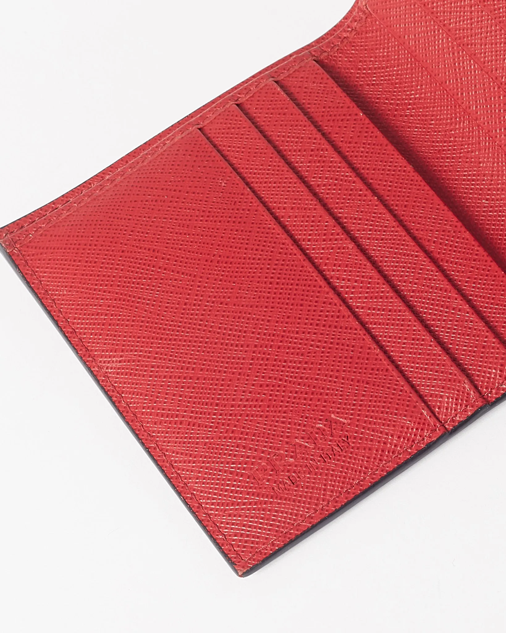 Prada Black & Red Saffiano Leather Malia Monkey Wallet
