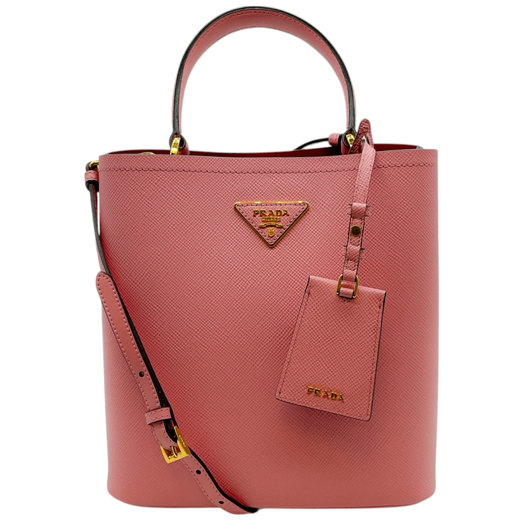 Prada Pink Saffiano Leather Small Panier Bag