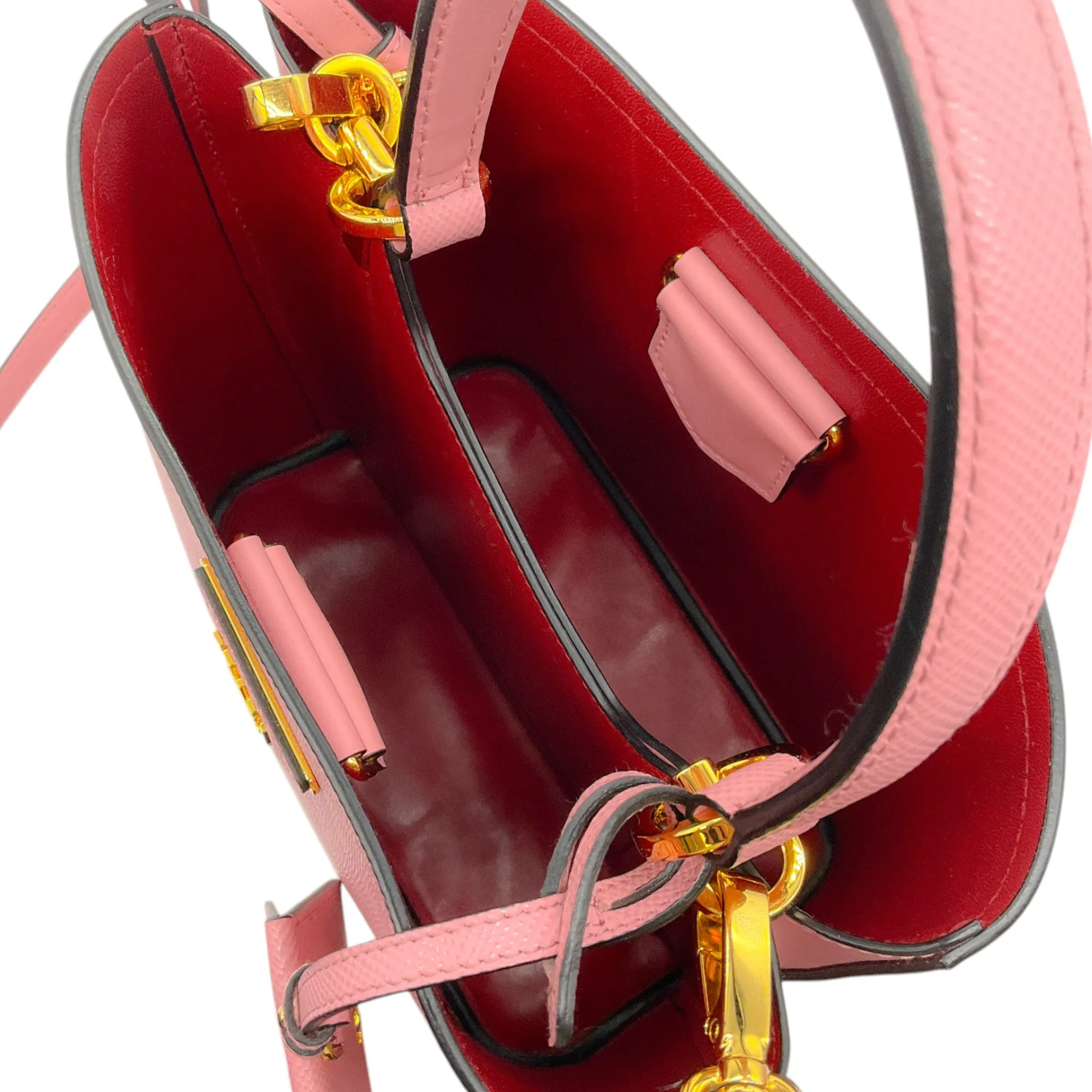 Prada Pink Saffiano Leather Small Panier Bag